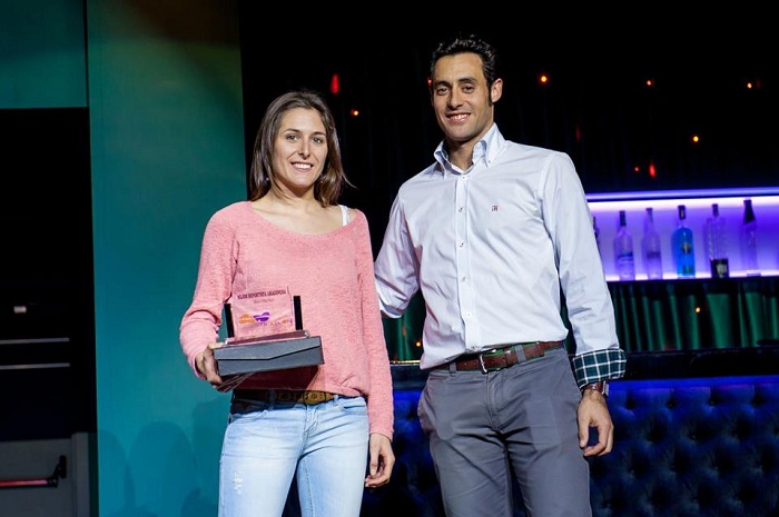 Mónica Ortín, Jesús García y Ángel Santamaría en la Gala del Deporte