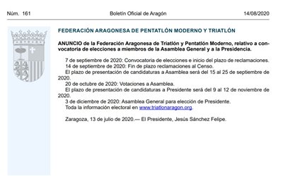 Publicado en BOA el inicio del proceso electoral FATRI 2020